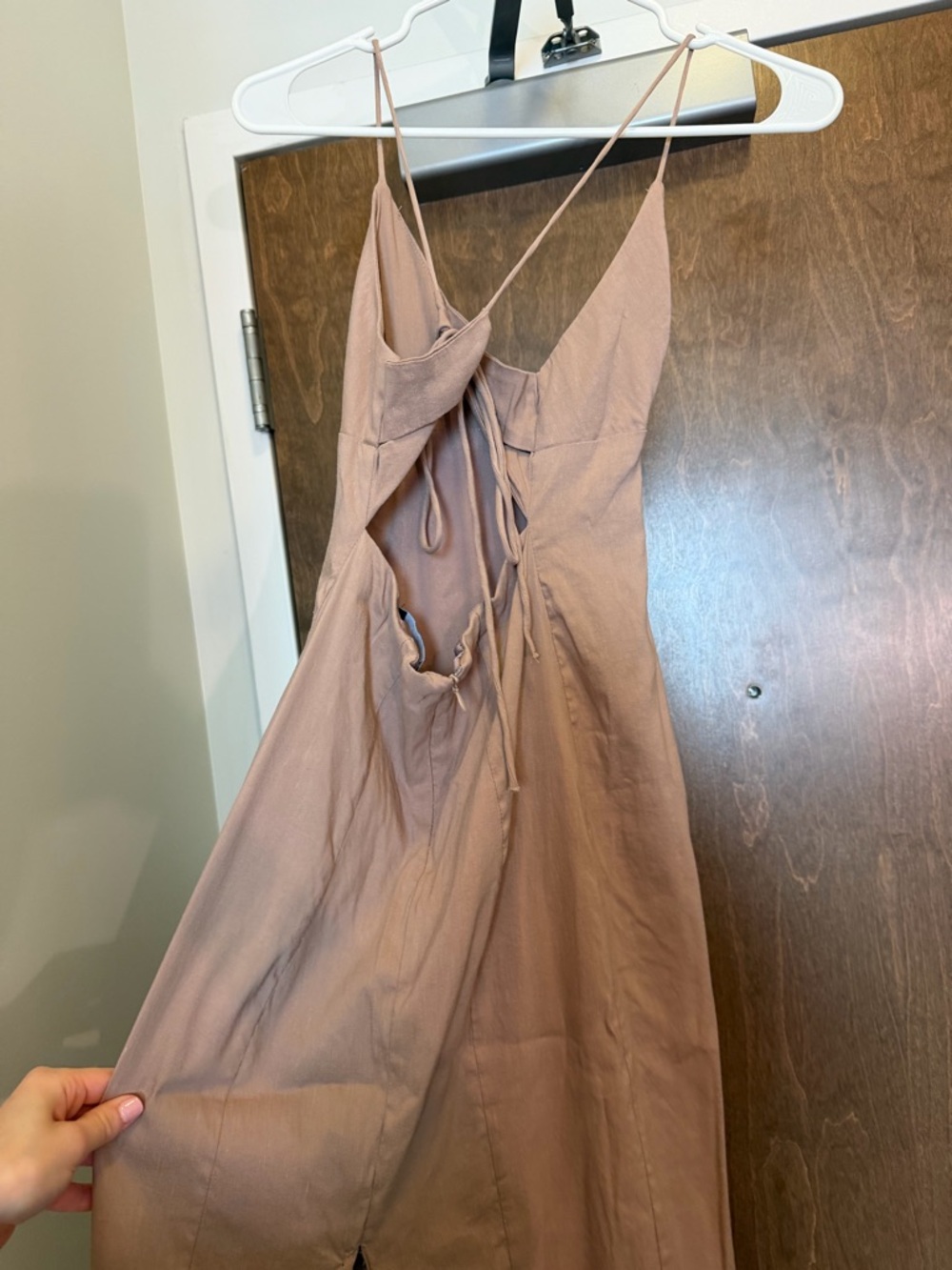 Zara Dusty Mauve Backless Slip Dress with Tie